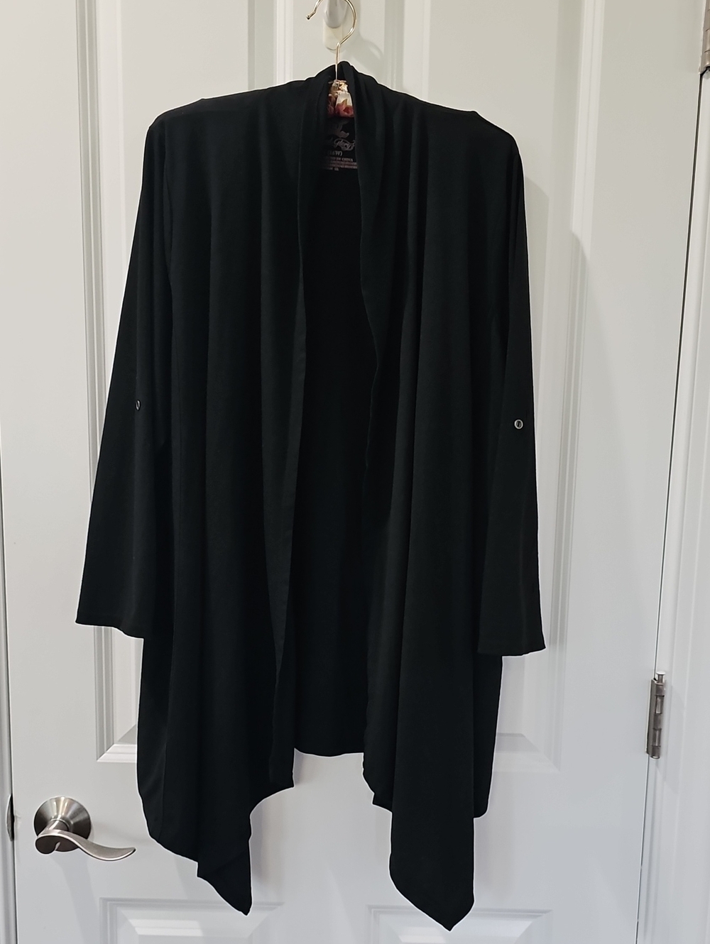 Faded Glory Black Open-Front Waterfall Cardigan